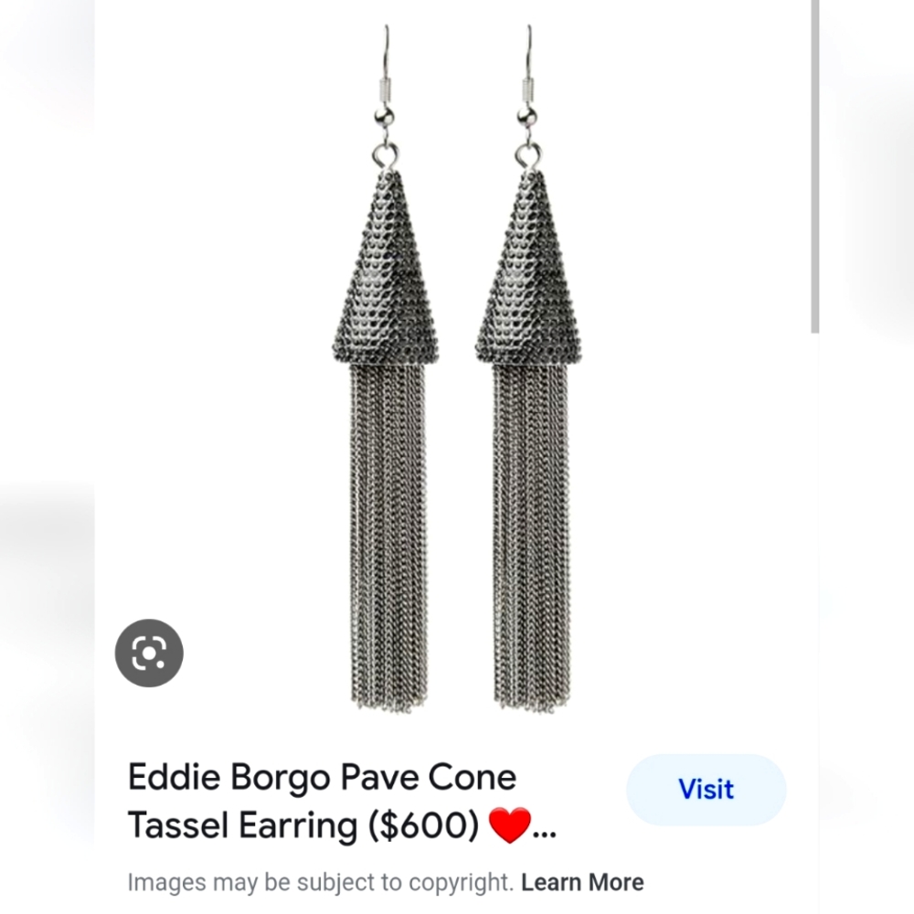 Eddie Borgo Black 3.75" Long Pavé Crystal Chain Cone Earrings RARE Chandelier